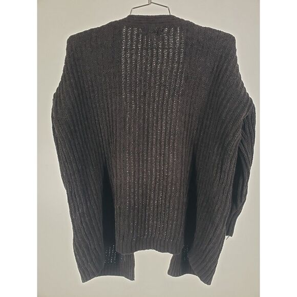 Wild Skye Sweater Womens Sz Large Classic Open Front Knit Pockets Cardigan Black - Picture 3 of 6